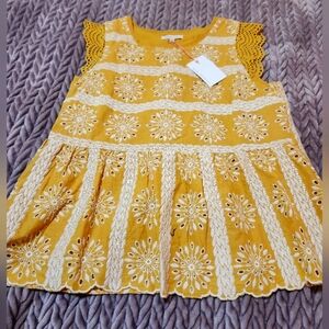 Beautiful Embroidered Lace Yellow Blouse